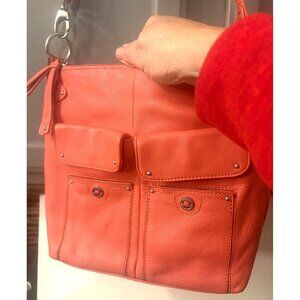 Stone Mountain Coral Color 11 x 9 x 3 Shoulder Bag w/ 3 Compartments  # 3319